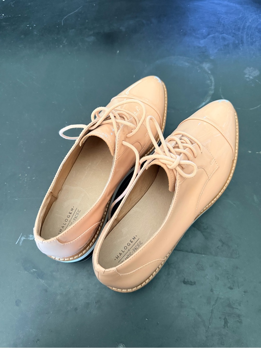 Halogen Light Pink Patent Lace-Up Oxford Flats
